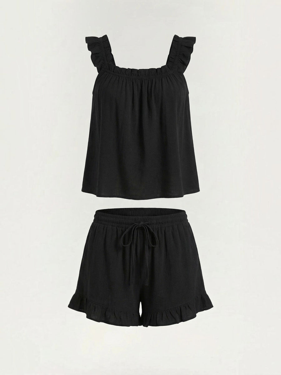 Helen Ruffle Trim Pyjama Set