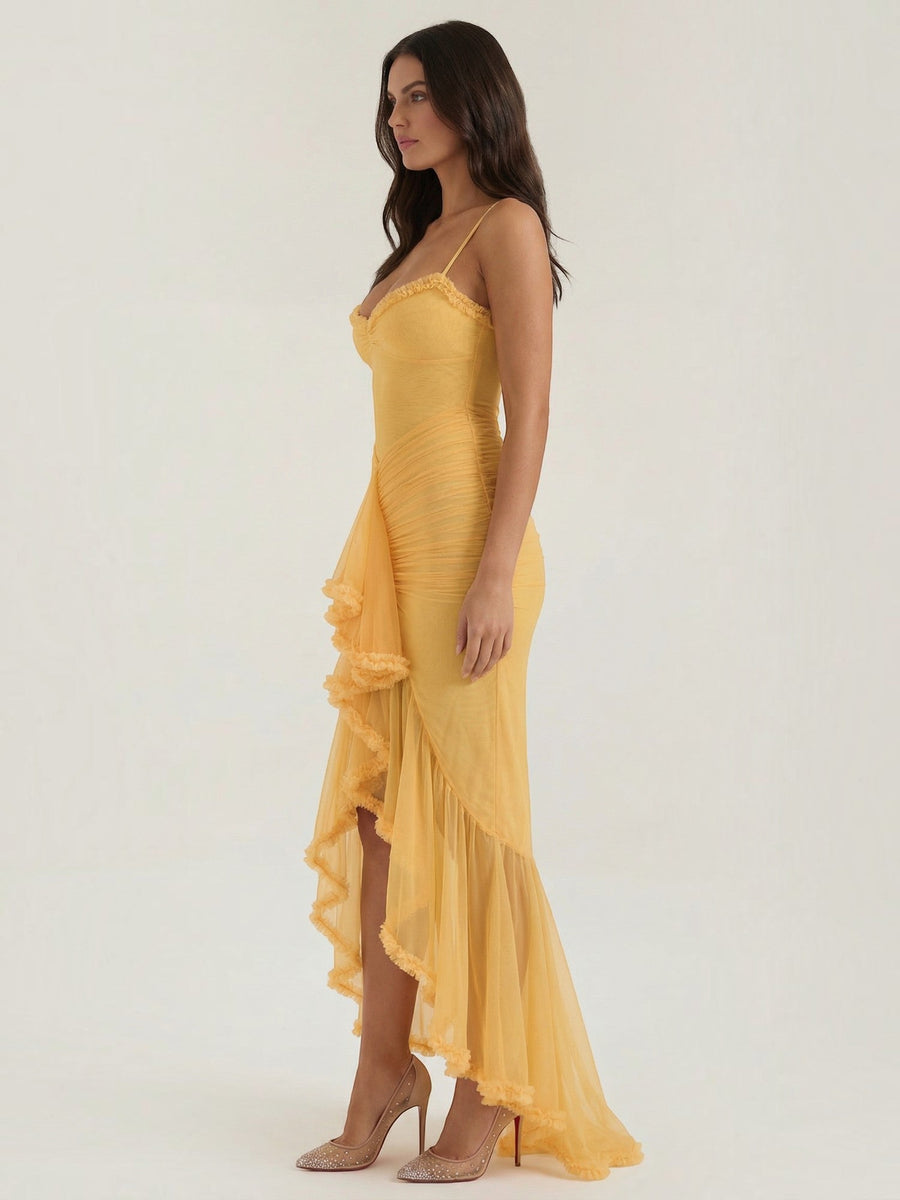 Wisteria Ruffle High Low Maxi Dress