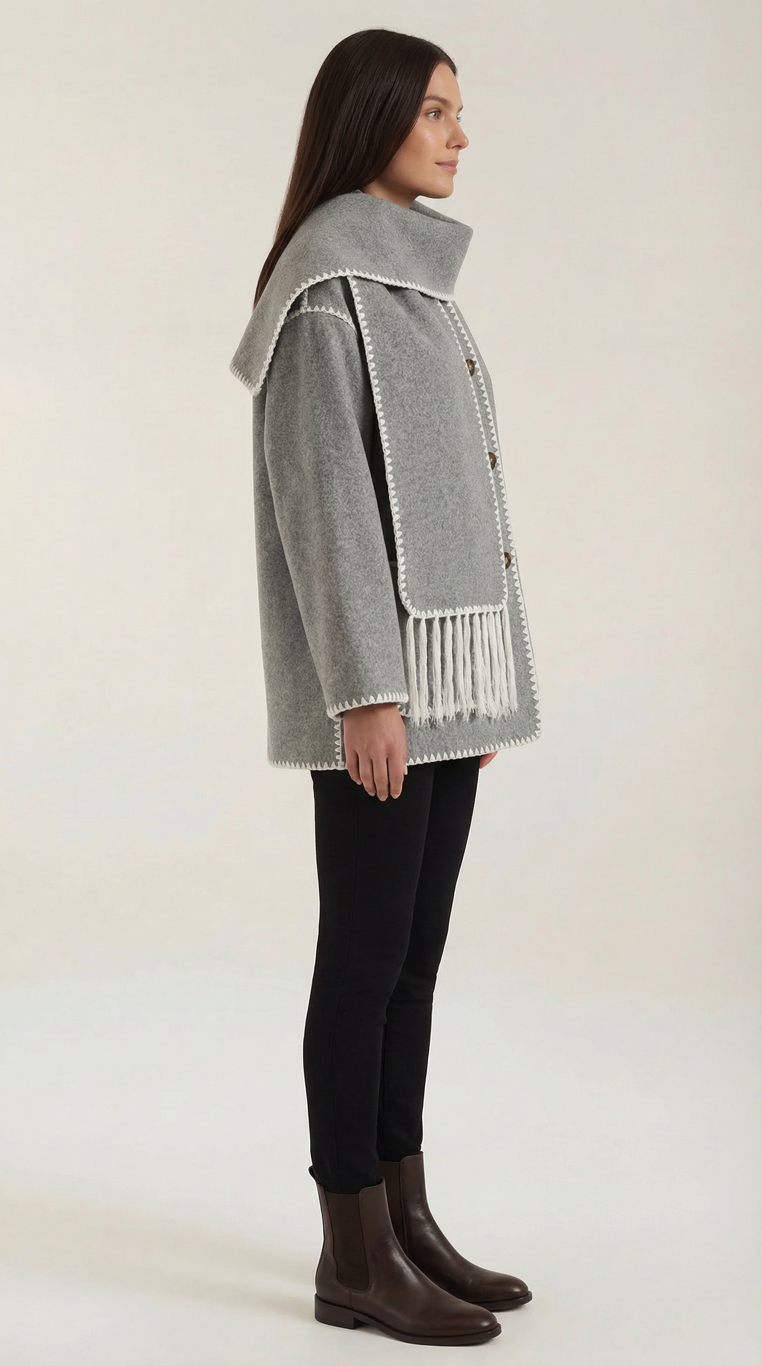 Catherine Contrast Trim Scarf Jacket