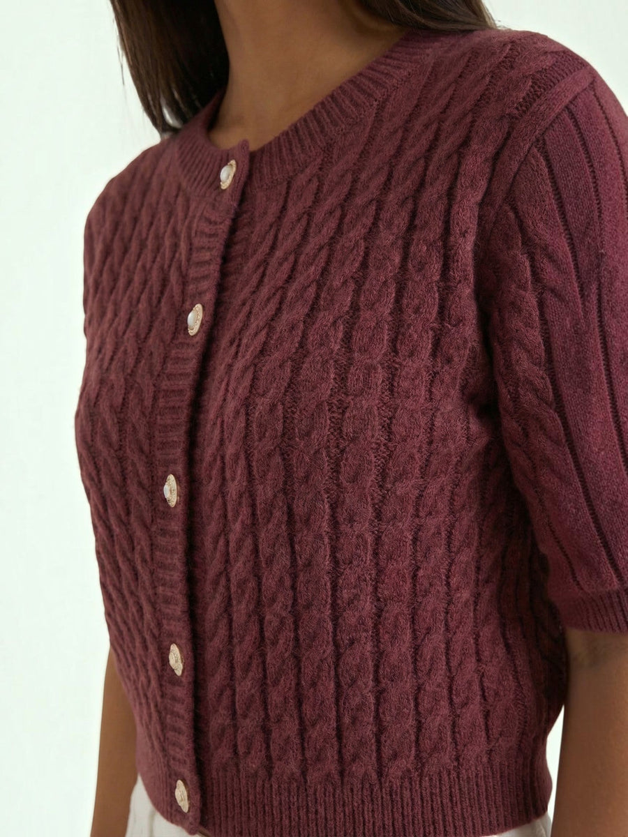 Faith Cable Knit Cropped Cardigan