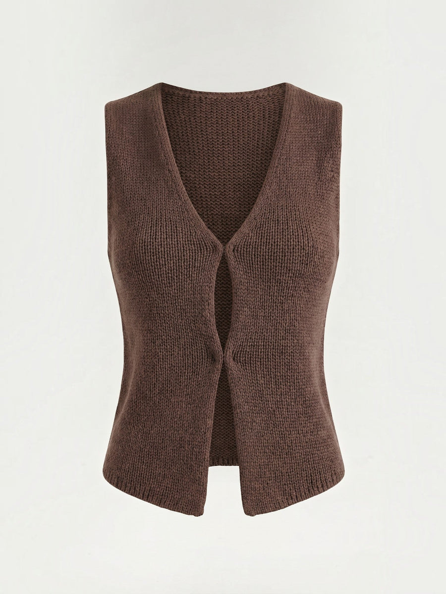 Sharon Open Front V Neck Knit Vest