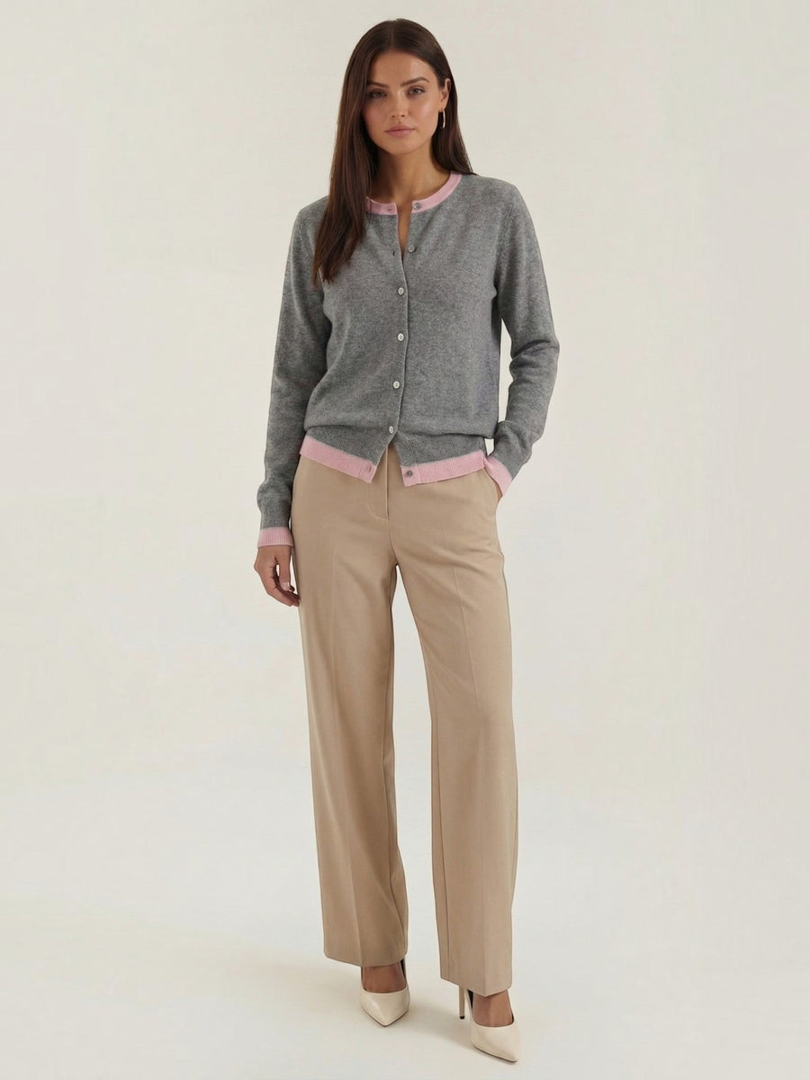 Wynona Contrast Stripe Wool Blend Cardigan