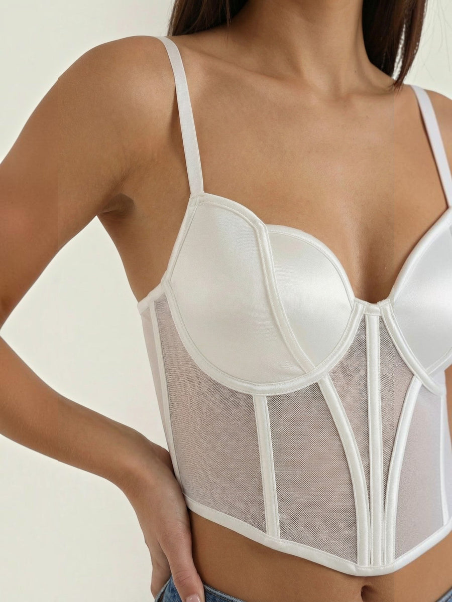 Penelope Mesh Panel Corset Crop Top