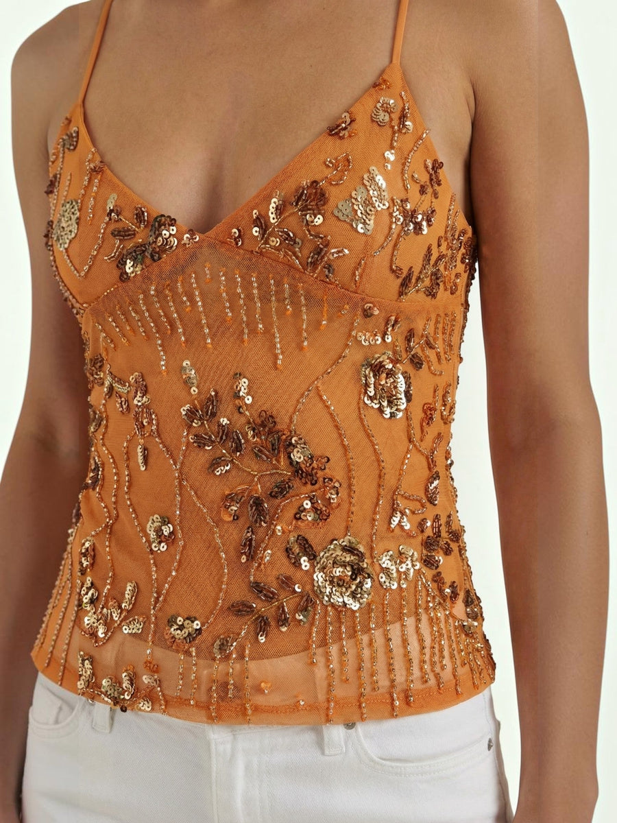 Dottie Sequin V Neck Cami Top