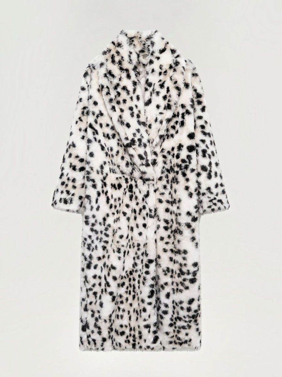 Morgana Polka Dot Faux Fur Maxi Coat