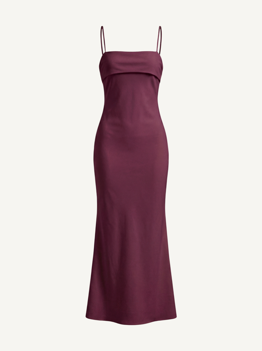 Dale Folded Straight Neck Slip Maxi Dress