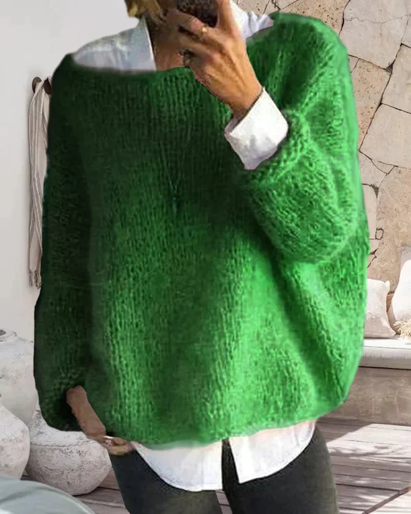 Paola Fluffy Off Shoulder Oversized Sweater