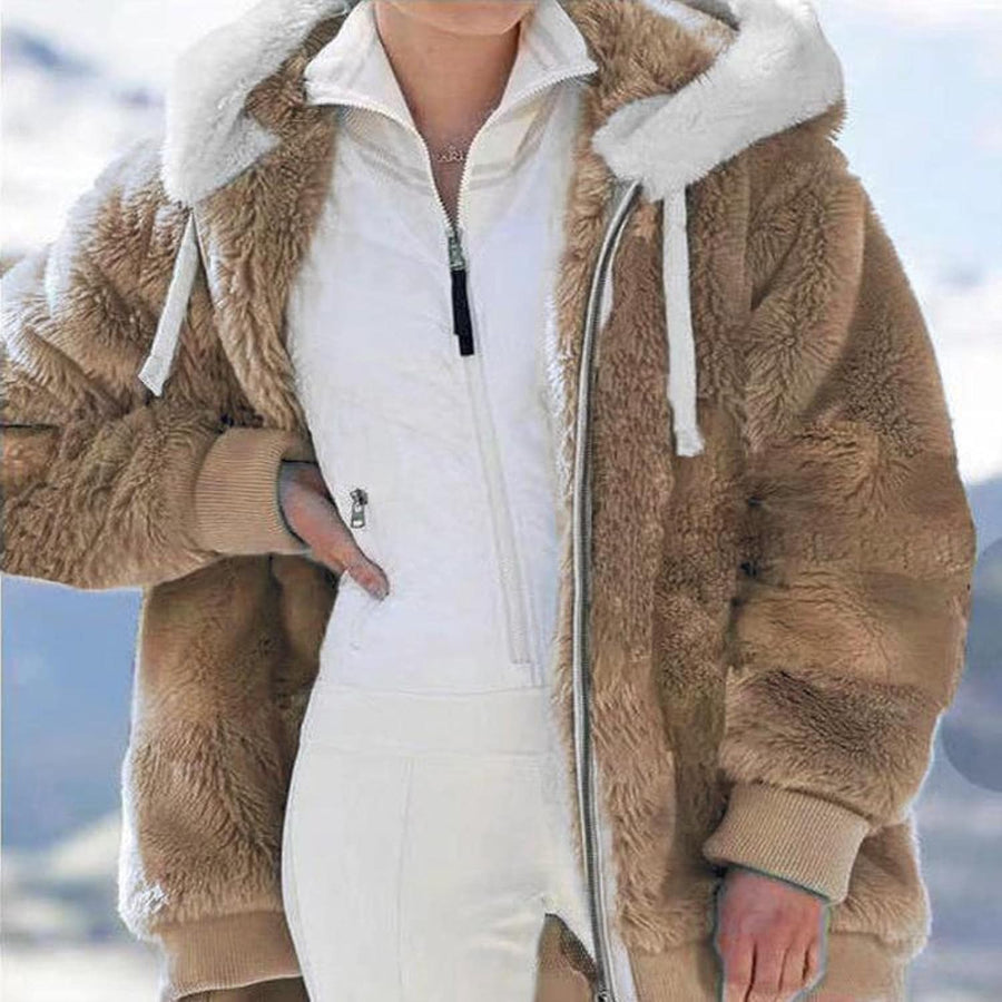 Adriane Plush Lined Hooded Zip Jacket