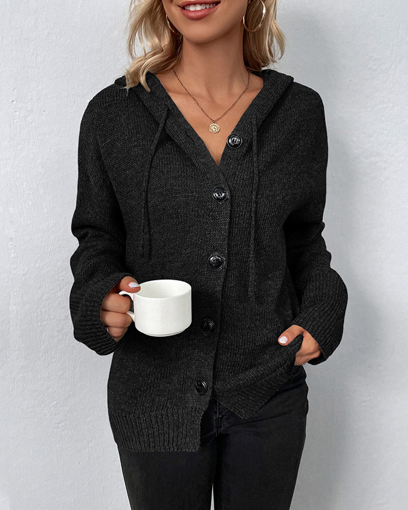 Corina Hooded Drawstring Knit Cardigan