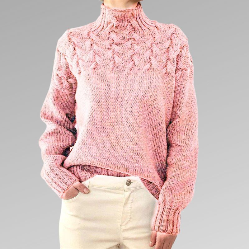 Fenella Cable Knit Mock Neck Sweater