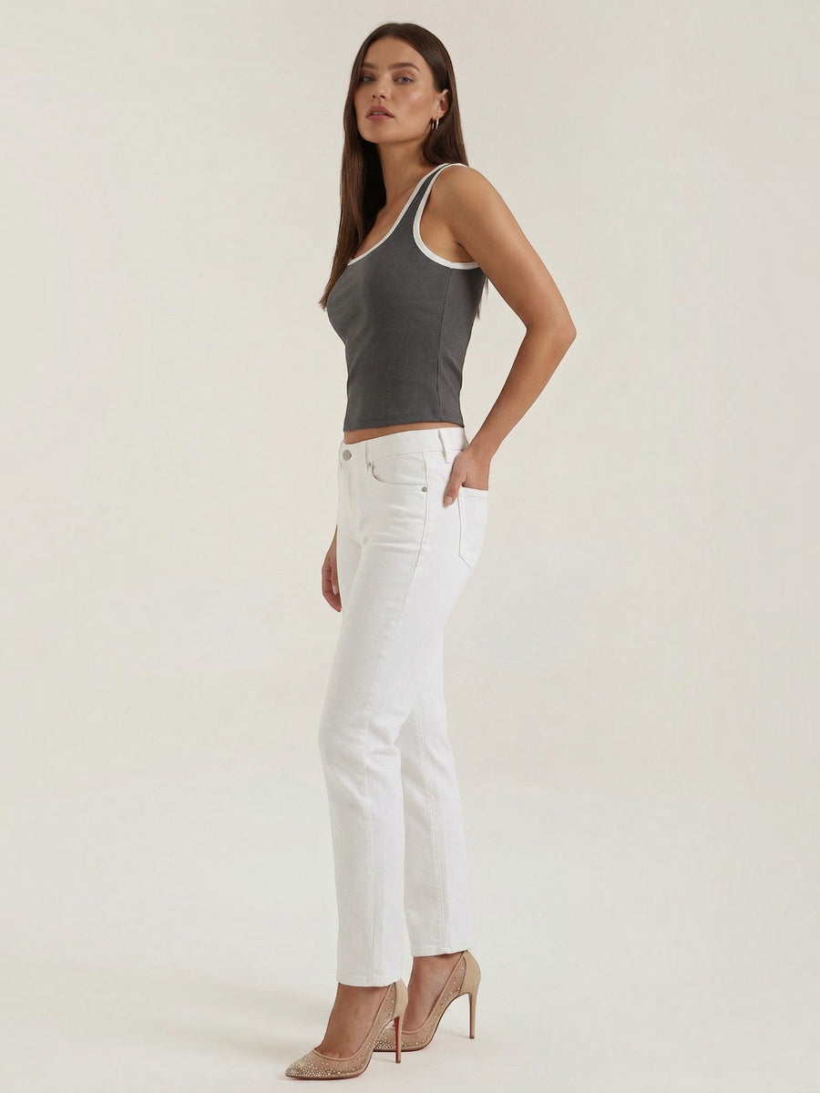 Hilary Contrast Trim Square Neck Crop Top
