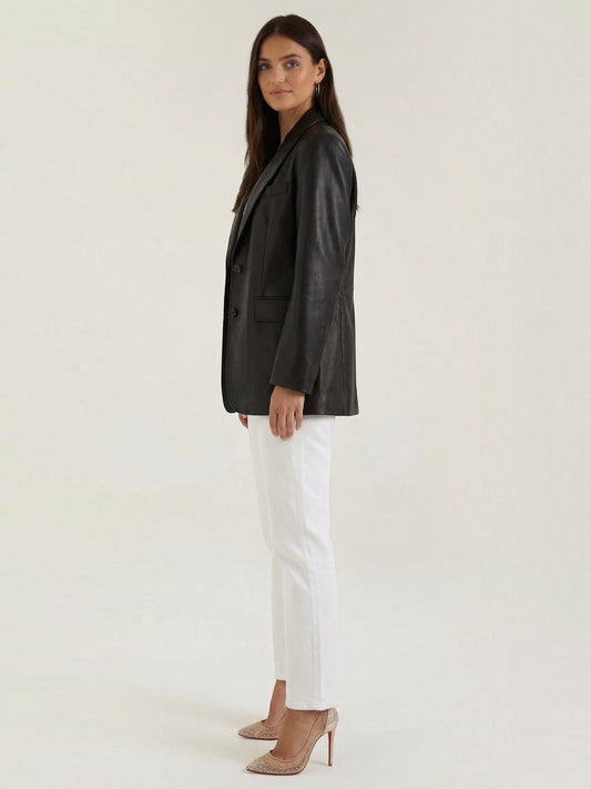 Catherine Faux Leather Oversized Blazer