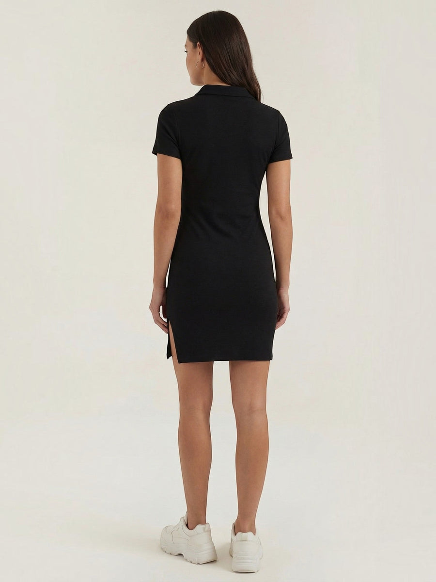 Zara Ribbed Knit Polo Mini Dress