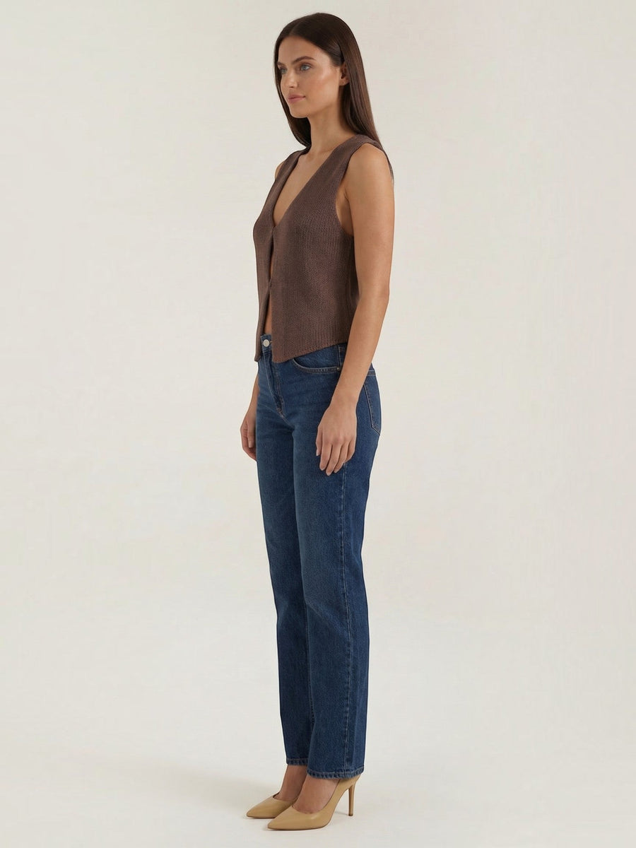 Sharon Open Front V Neck Knit Vest