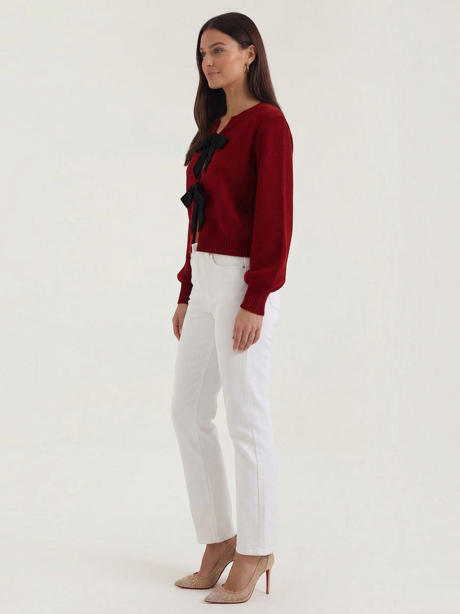 Cynthia Bow Tie Knit Cardigan