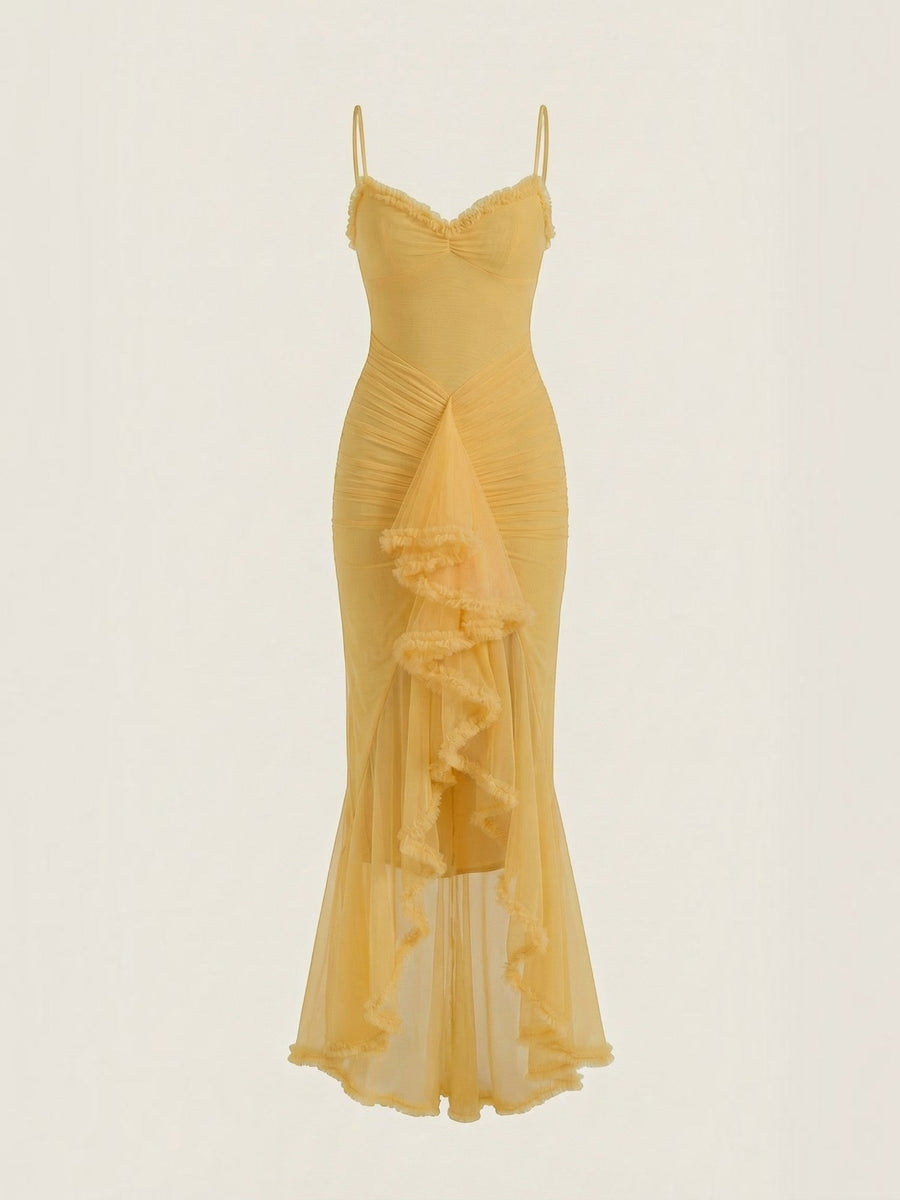 Wisteria Ruffle High Low Maxi Dress
