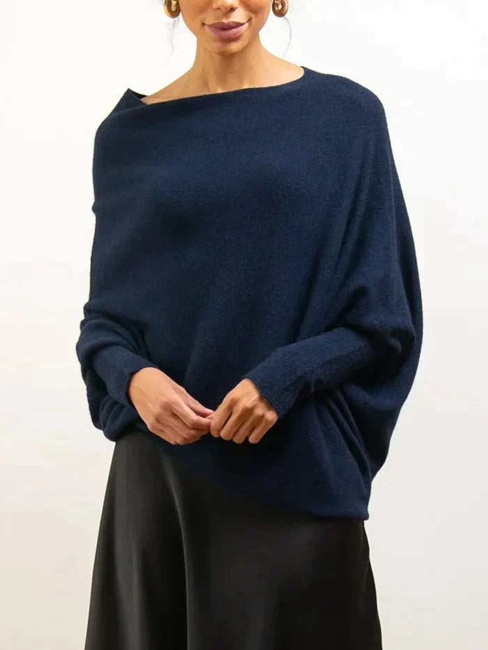 Mabyn Asymmetric Draped Off Shoulder Sweater