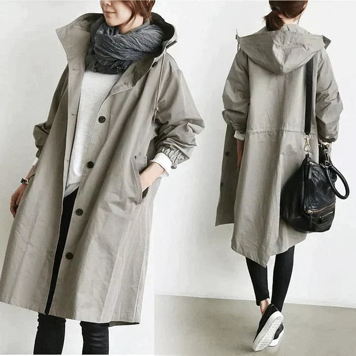 Benedetta Oversized Hooded Windbreaker Rain Jacket