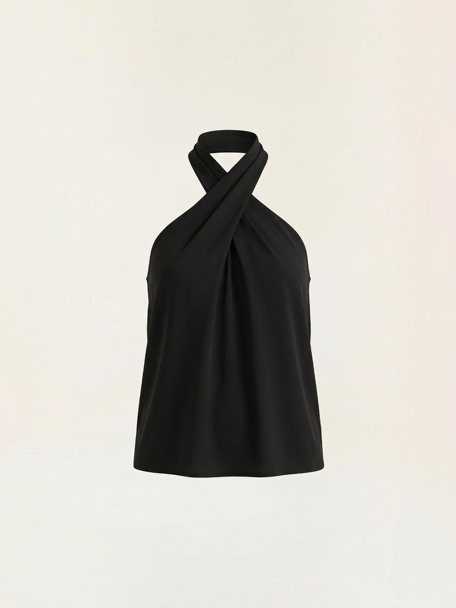 Gina Cross Halter Neck Fitted Top