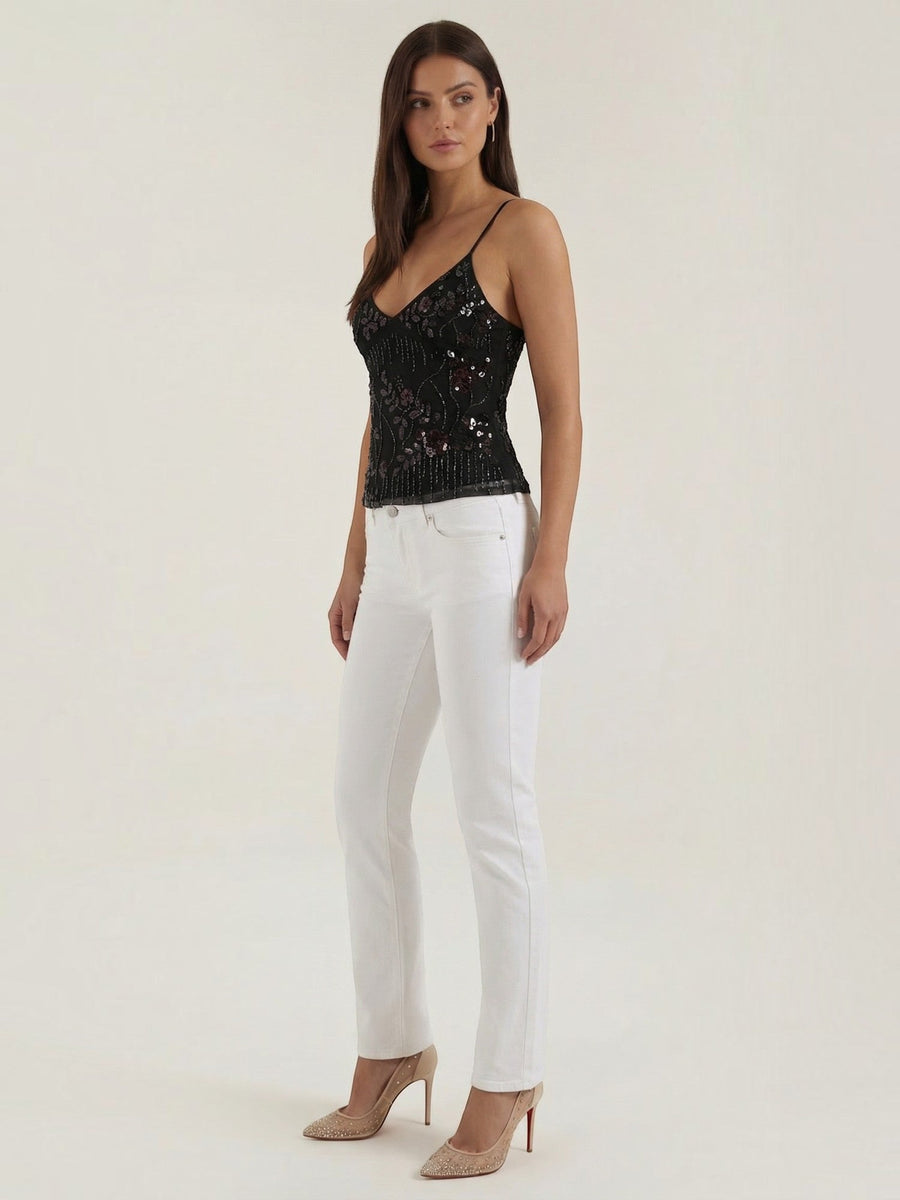 Dottie Sequin V Neck Cami Top