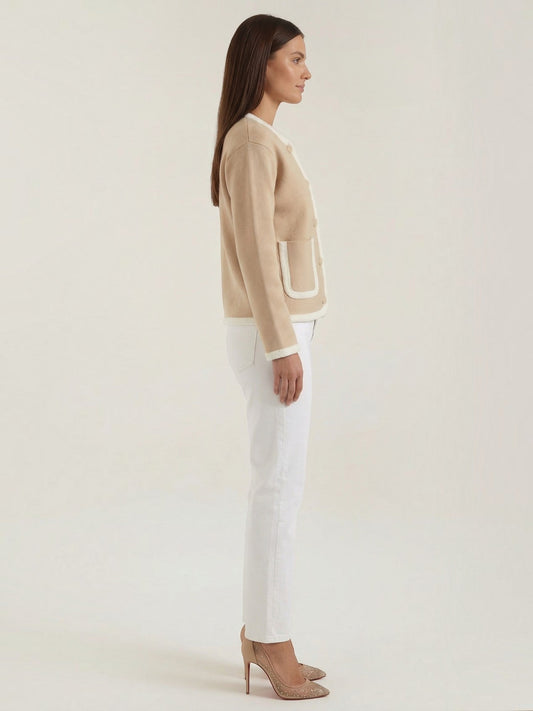 Donna Contrast Piping Knit Jacket