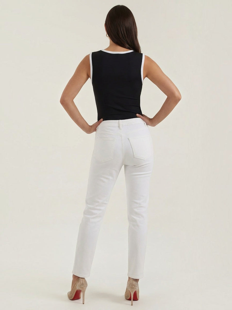 Hilary Contrast Trim Square Neck Crop Top