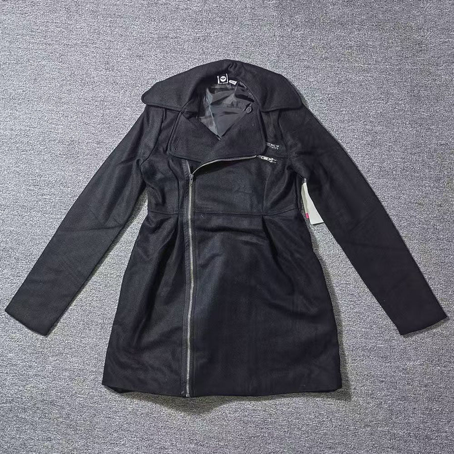 Joelle Hooded Asymmetric Zip Coat with Faux Leather Panels