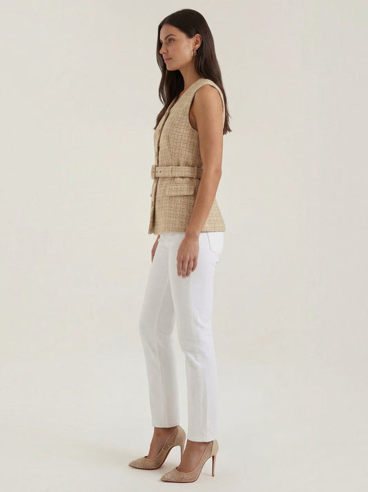 Quinn Belted Tweed Look Vest