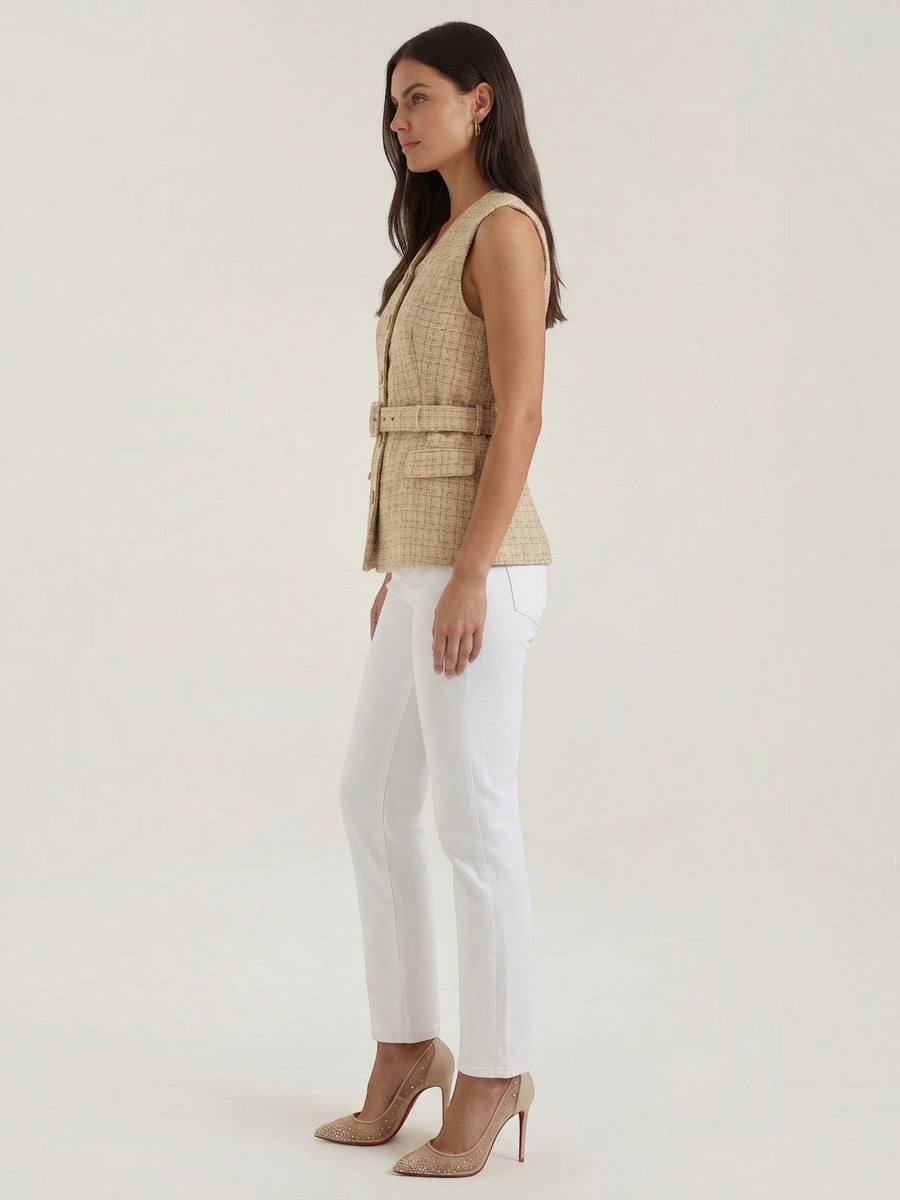 Quinn Belted Tweed Look Vest