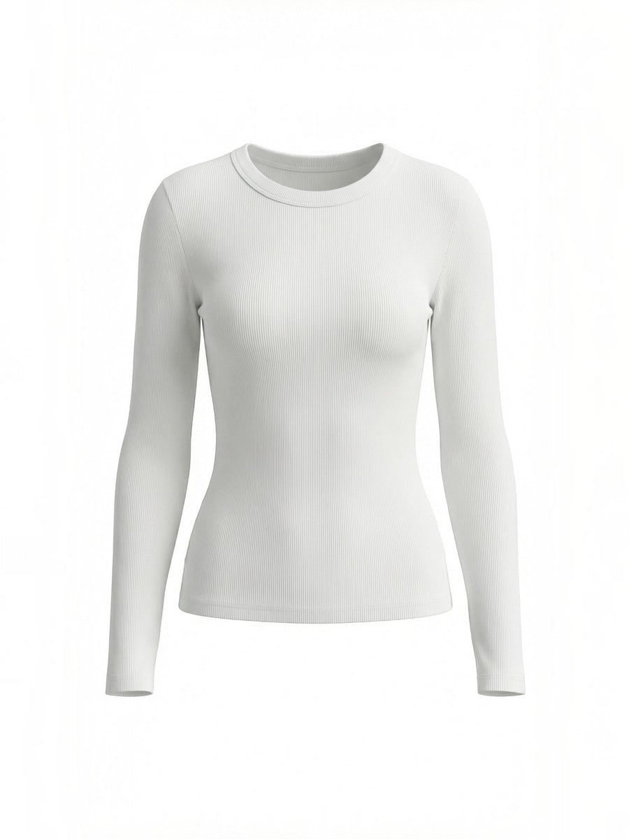 Freya Ribbed Round Neck Long Sleeve Top