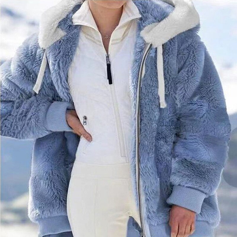 Adriane Plush Lined Hooded Zip Jacket