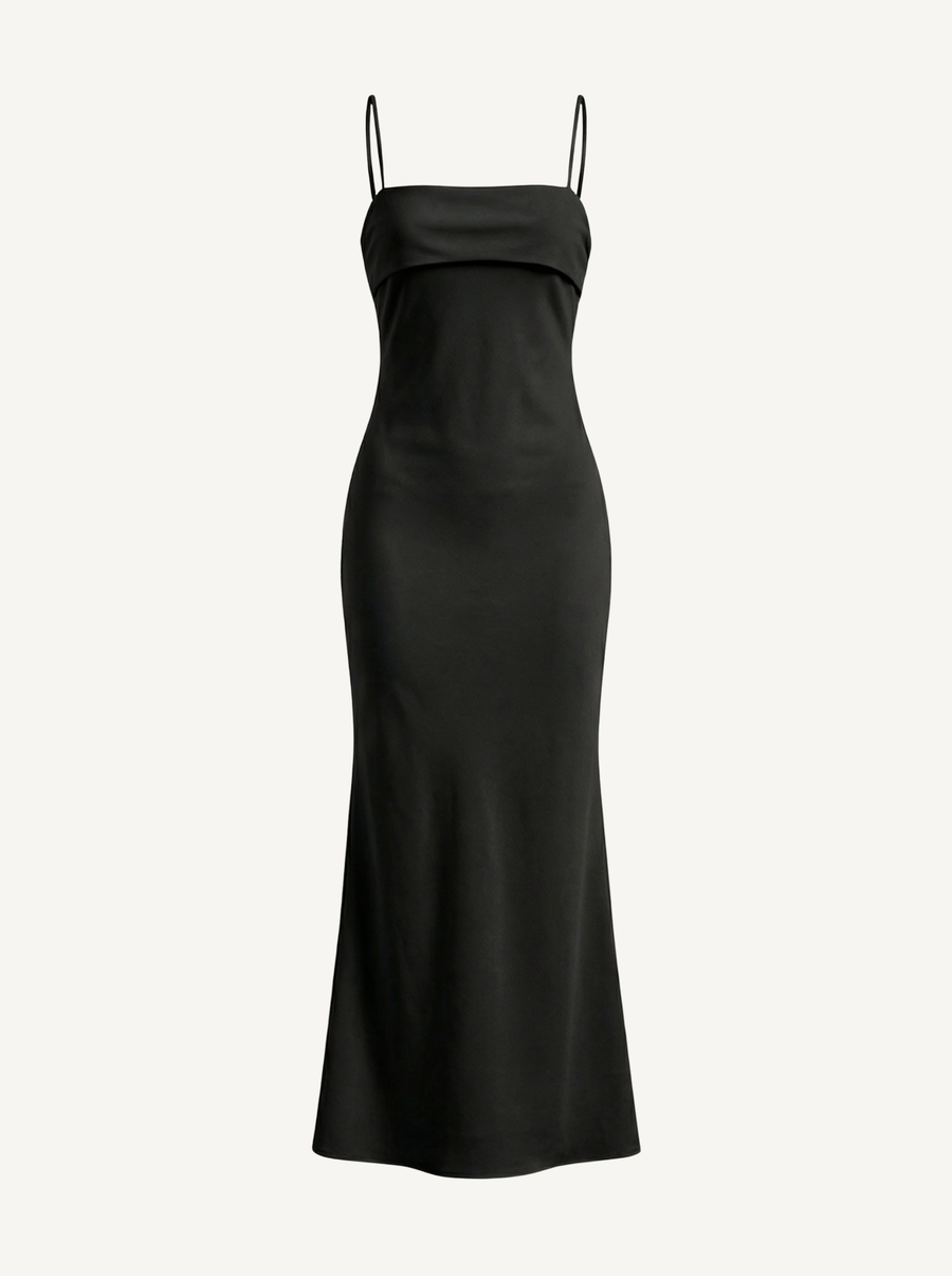 Dale Folded Straight Neck Slip Maxi Dress