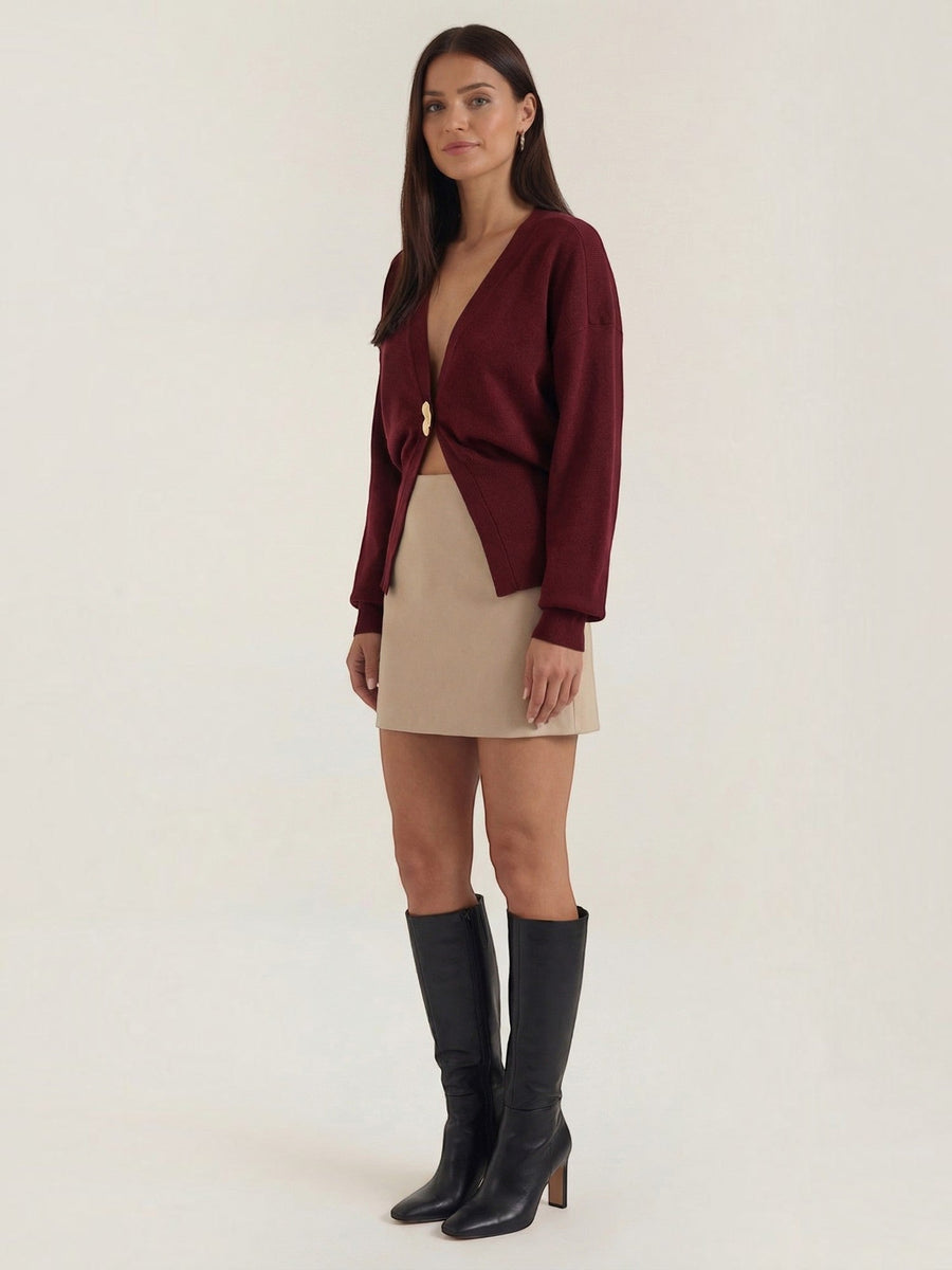 Christine Single Button Deep V Cardigan