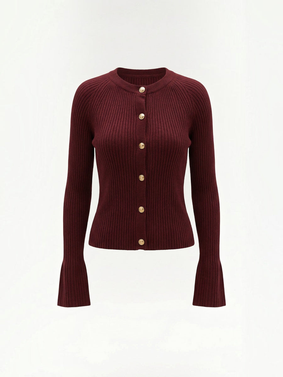 Betty Gold Button Ribbed Cardigan