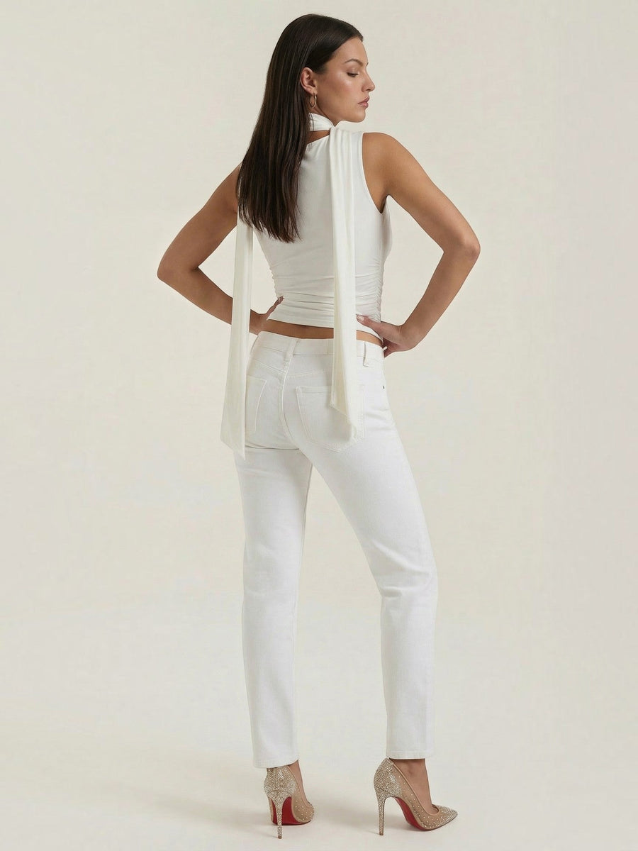 Jean Cowl Neck Halter Top