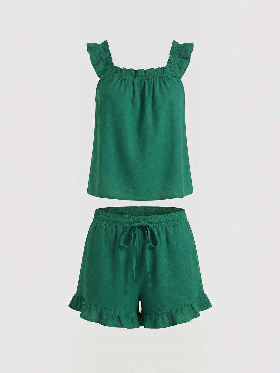 Helen Ruffle Trim Pyjama Set