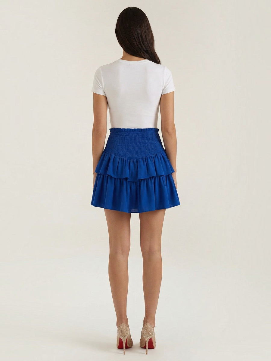 Grace Smocked Waist Tiered Ruffle Mini Skirt
