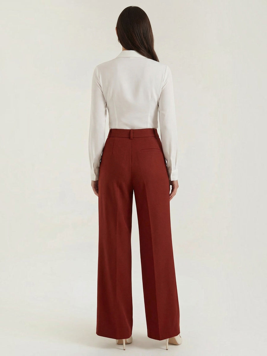 Hazel High Waisted Wide Leg Pants with Crease
