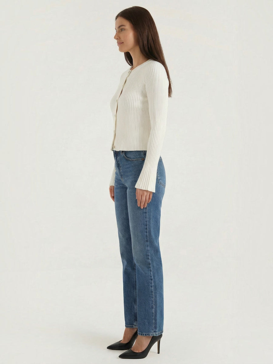 Betty Gold Button Ribbed Cardigan