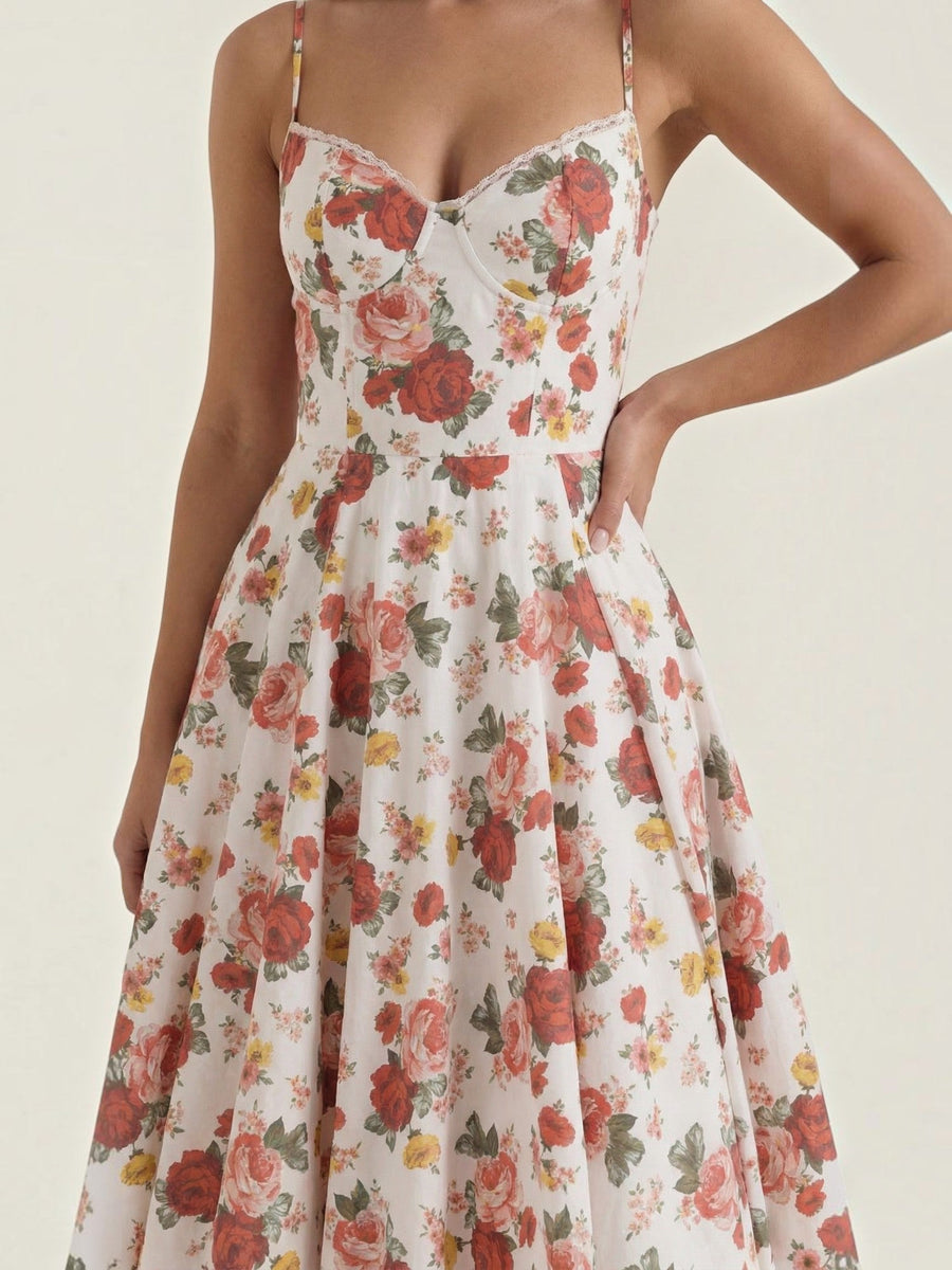 Isolde Corset Style Tulle Midi Dress