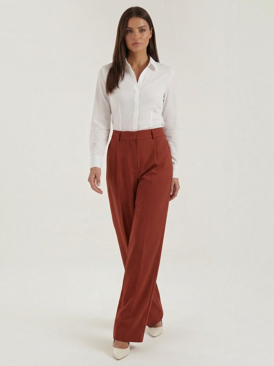 Hazel High Waisted Wide Leg Pants with Crease