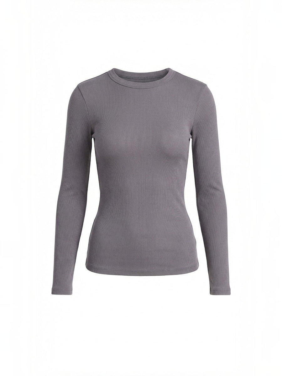 Freya Ribbed Round Neck Long Sleeve Top