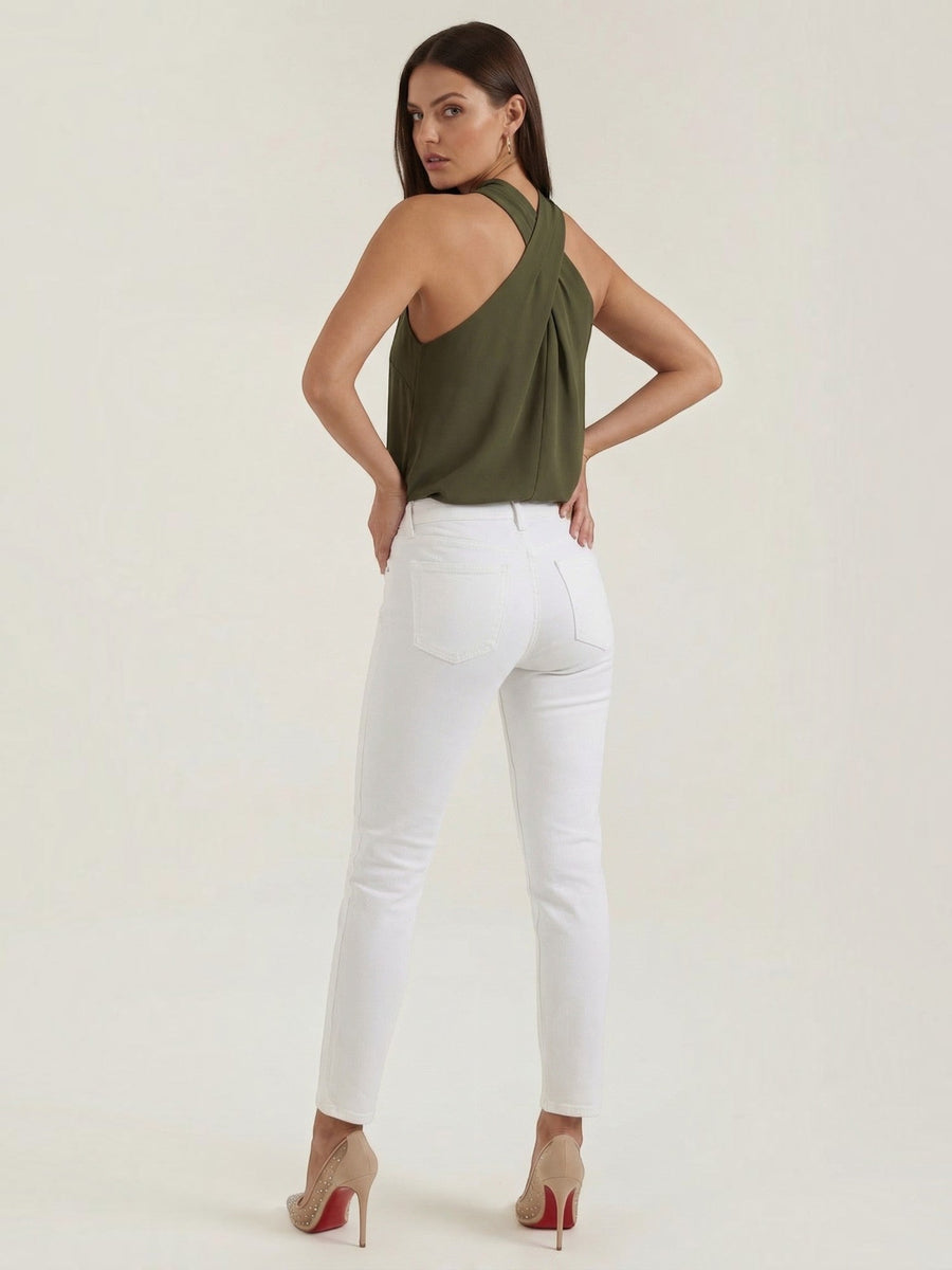 Gina Cross Halter Neck Fitted Top