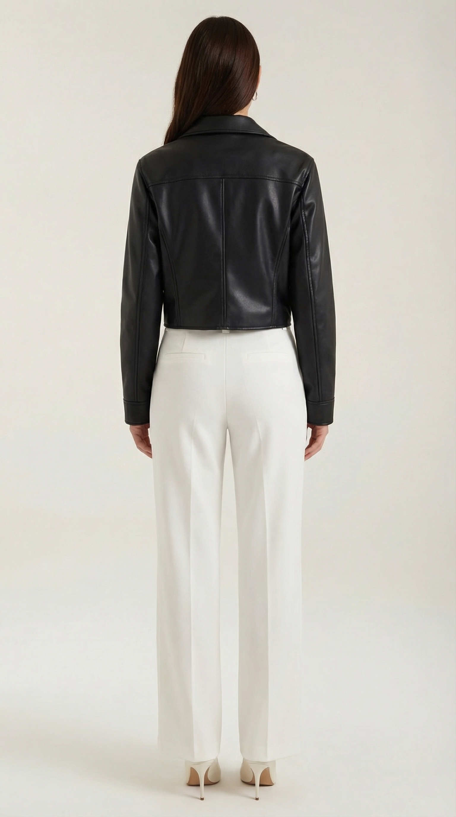 Heather Cropped Faux Leather Jacket