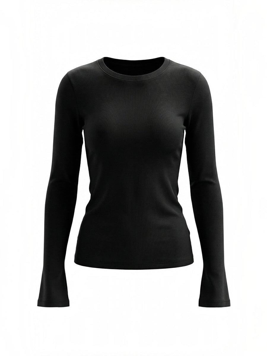 Freya Ribbed Round Neck Long Sleeve Top