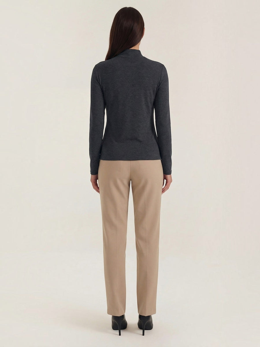 Barbara Cut Out Stand Collar Long Sleeve Top