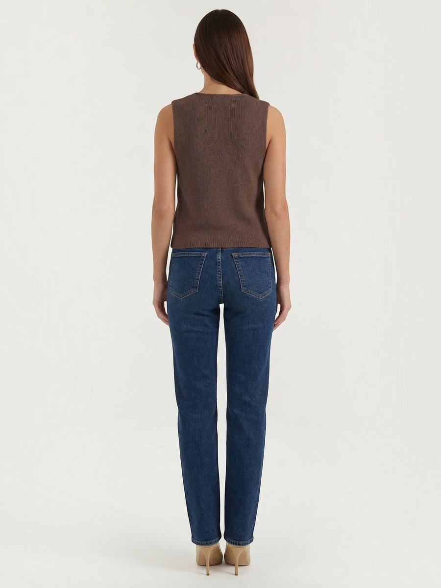 Sharon Open Front V Neck Knit Vest