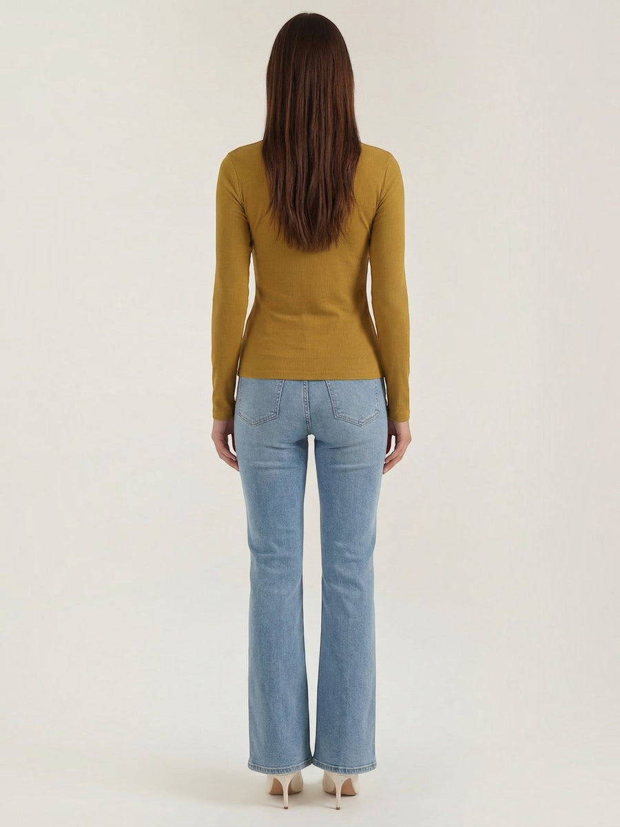 Freya Ribbed Round Neck Long Sleeve Top