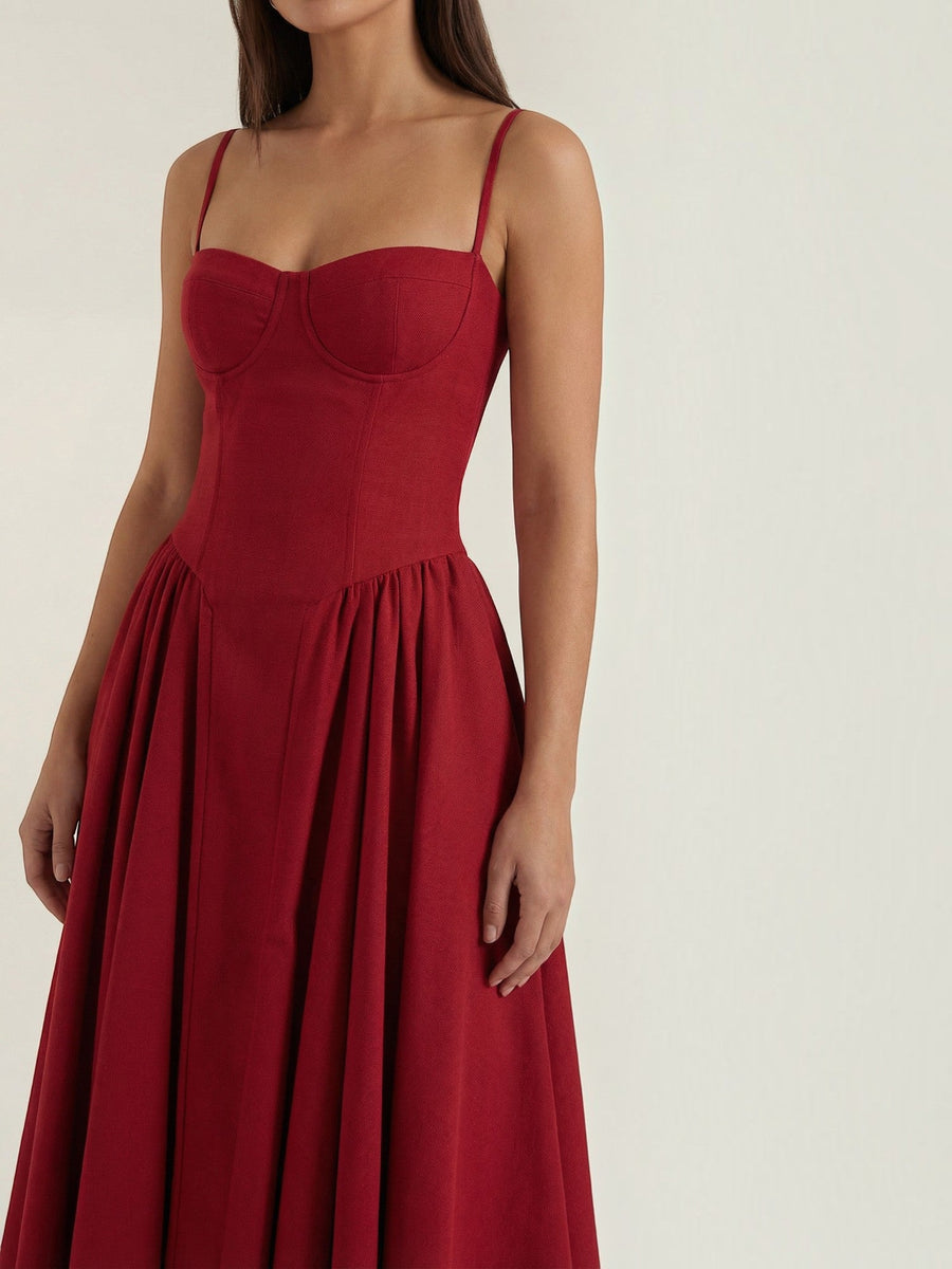 Odette Corset Style Strappy Midi Dress