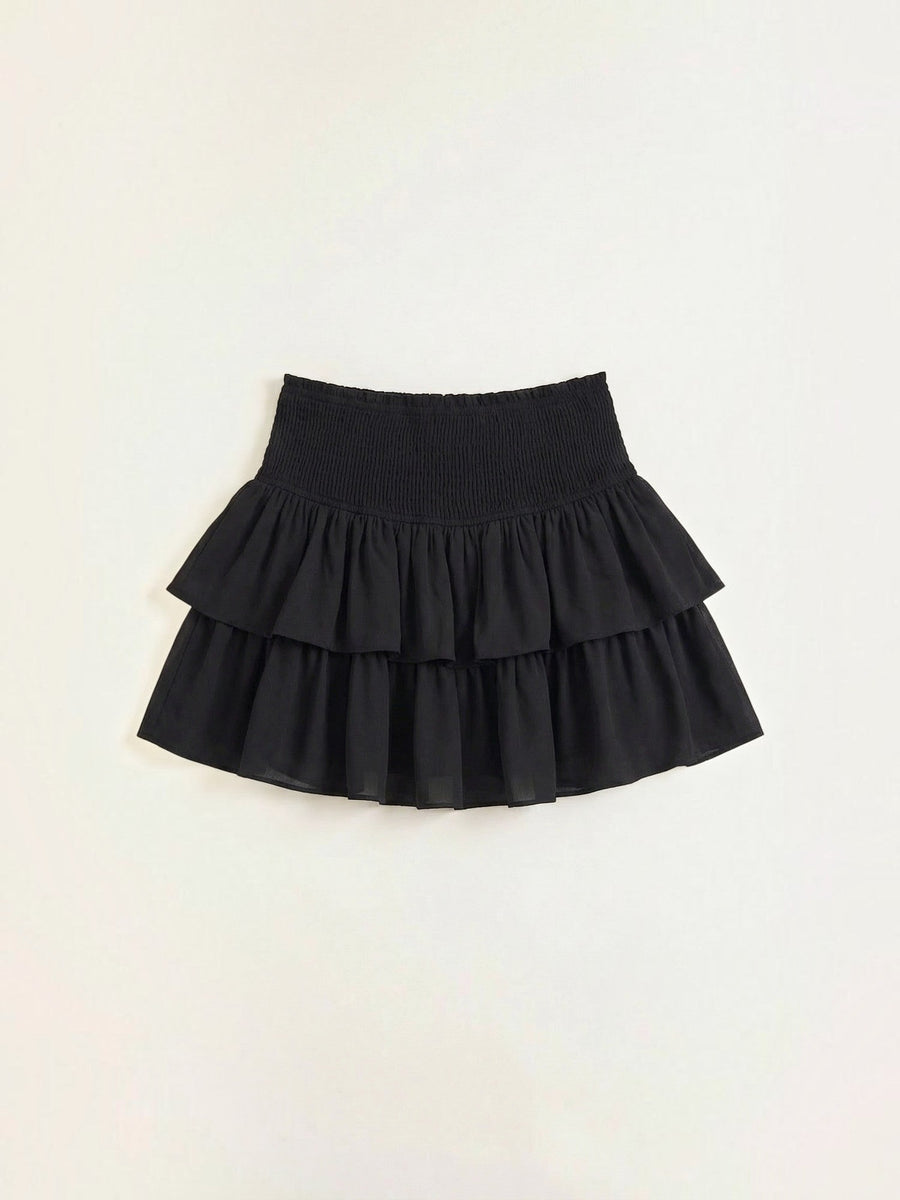 Grace Smocked Waist Tiered Ruffle Mini Skirt